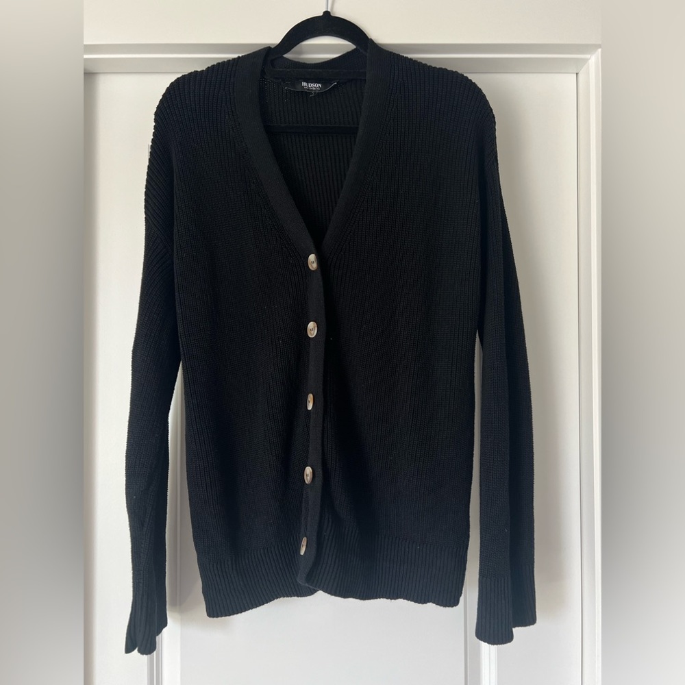 Hudson Cotton Black Button Up Cardigan Size L